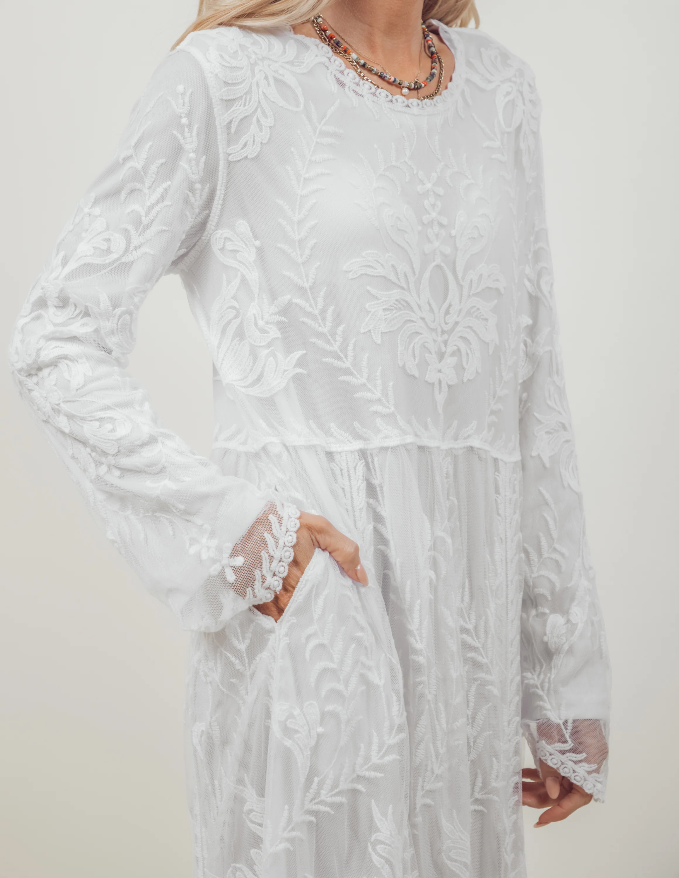 Devi Embroidered Lace Temple Dress - Image 4