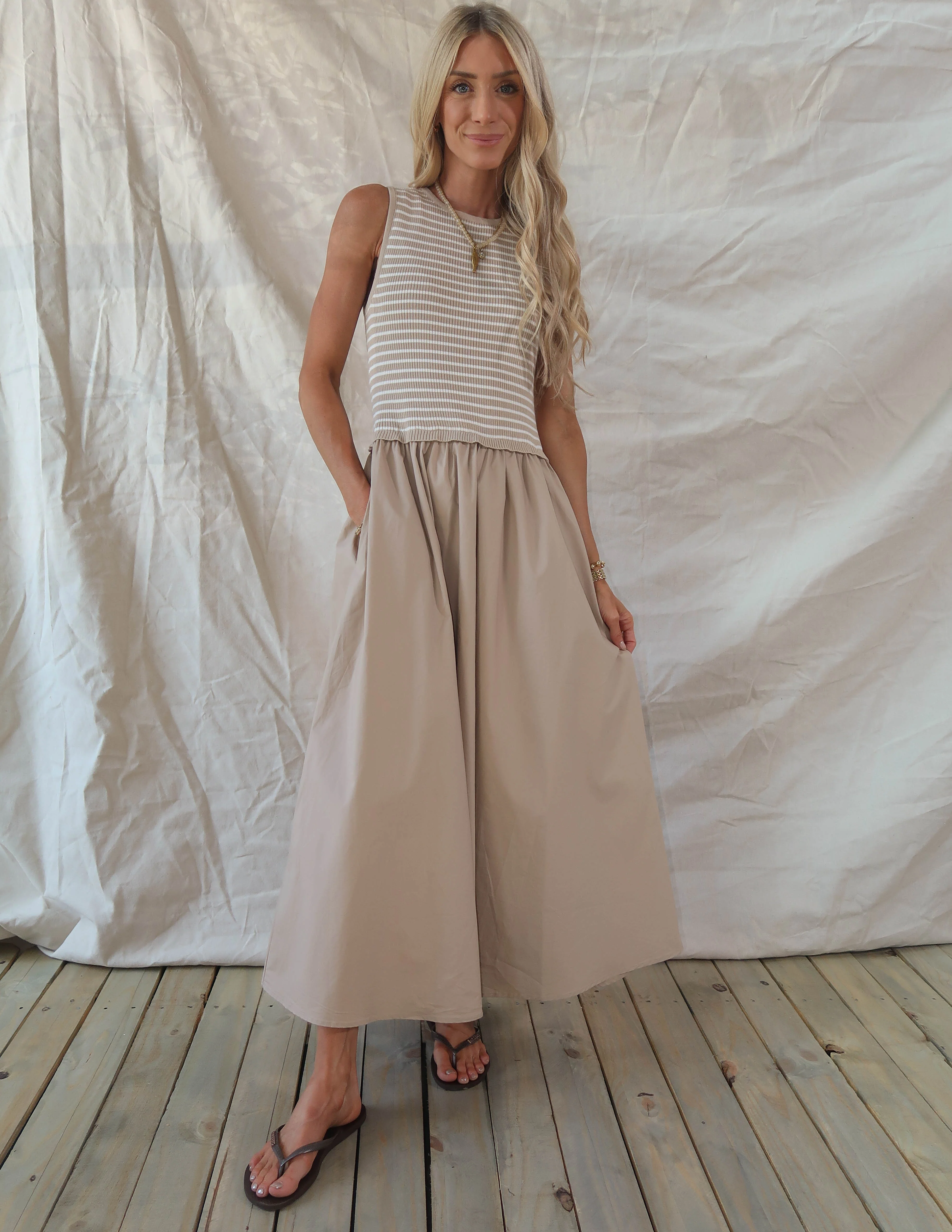 Elara Striped Midi Dress - Image 2