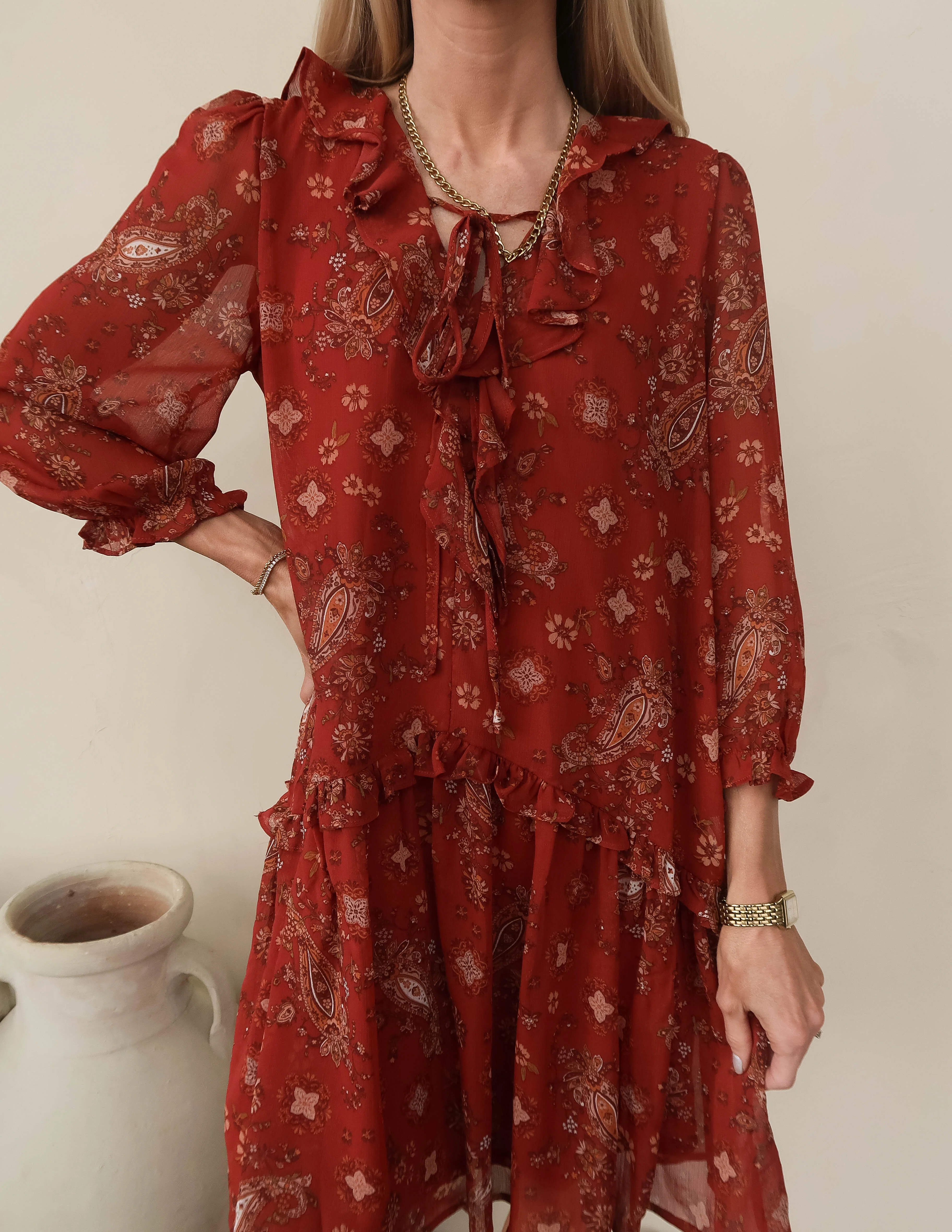 Paisley Ruffle Dress - Image 3