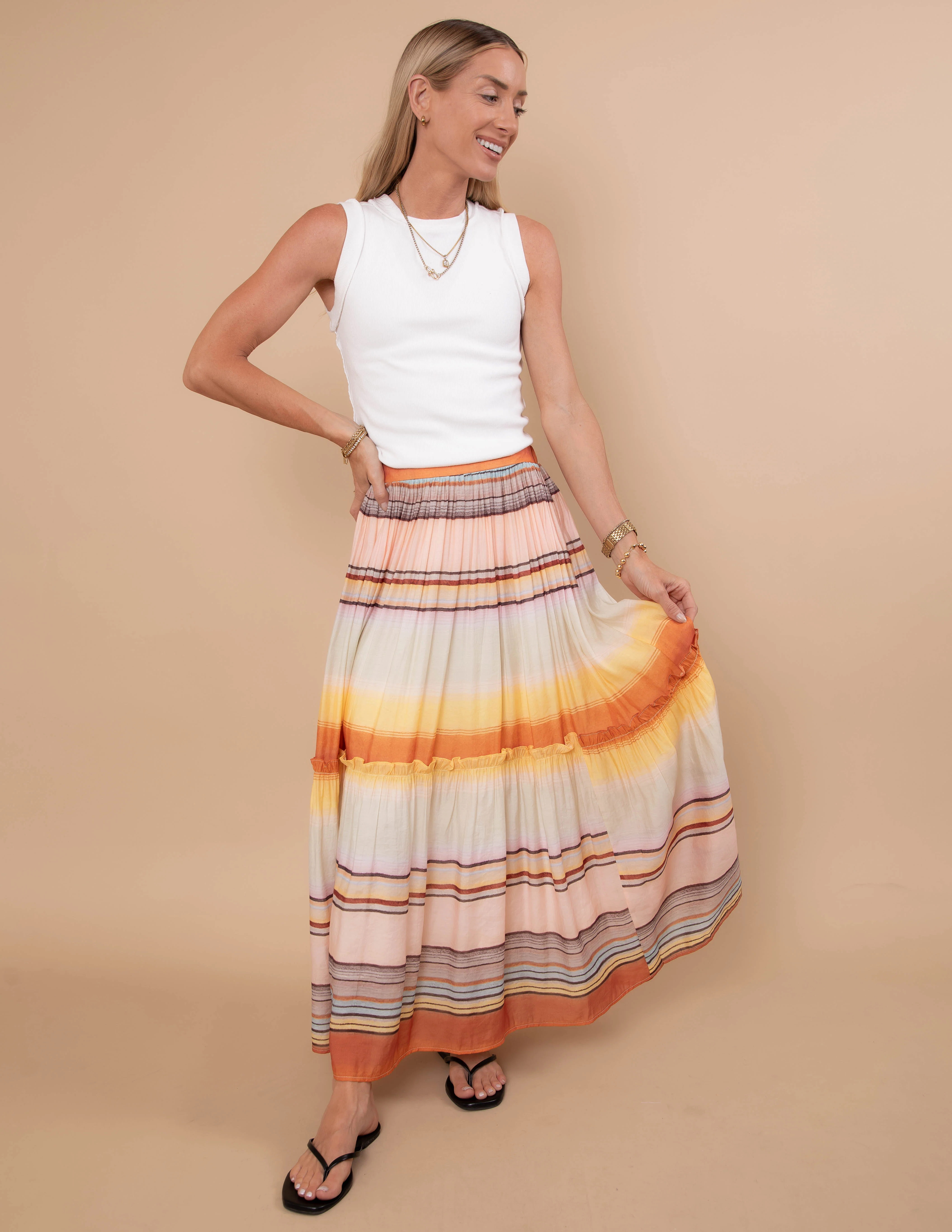 Sunset Breeze Tiered Maxi Skirt - Image 2