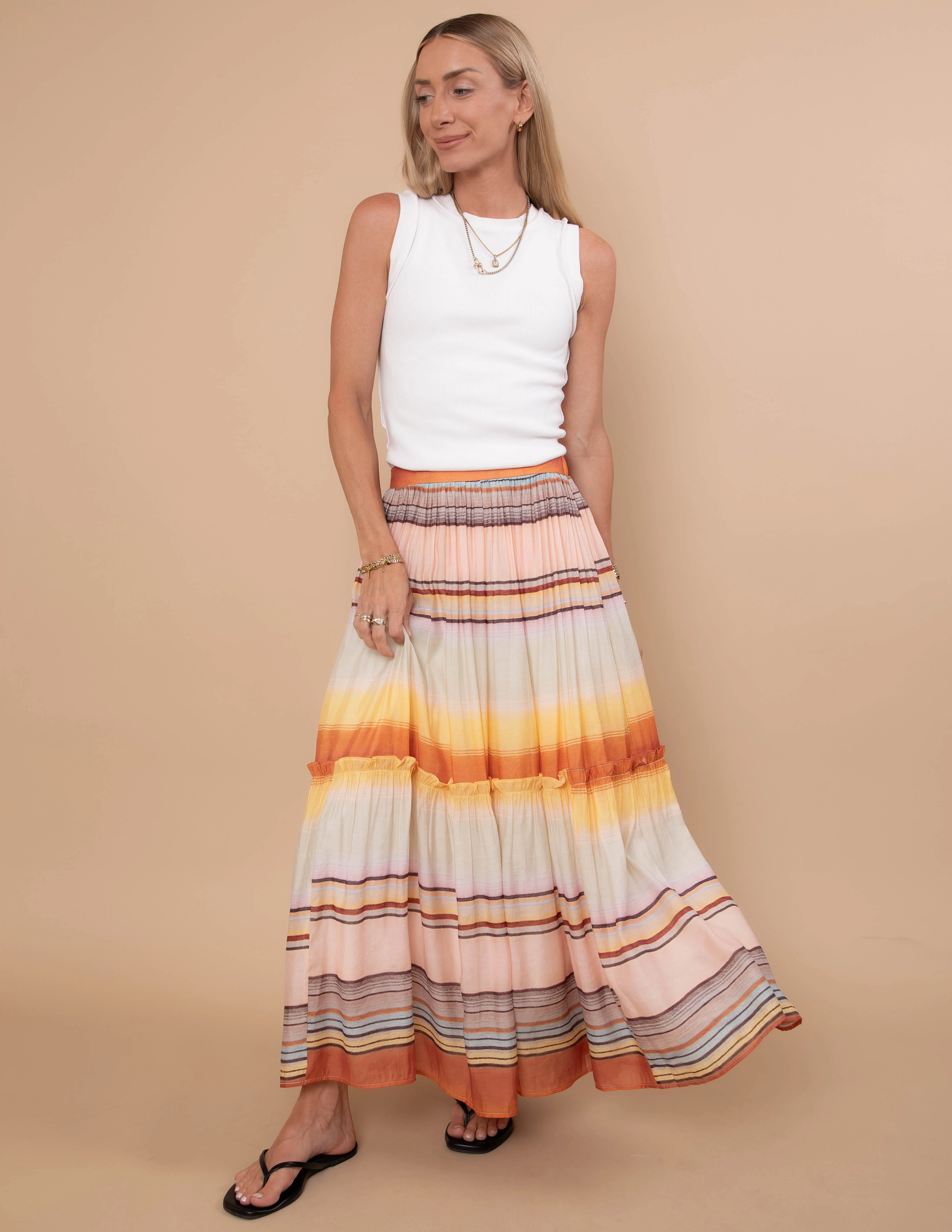 Sunset Breeze Tiered Maxi Skirt - Image 3